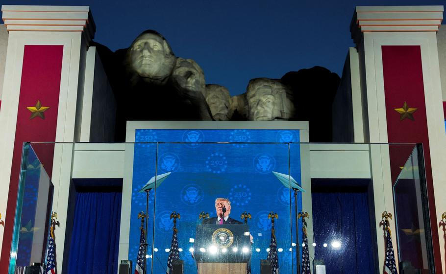 A celebration for the 250th anniversary of U.S. independence, at Mount Rushmore in Keystone, South Dakota