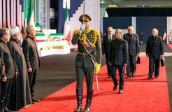 Deputy Chairman of the Russian Security Council Dmitry Medvedev pays his respects to Iran's late Supreme Leader Ayatollah Ali Khamenei, in Tehran