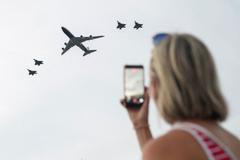 Air Force One flies over the National Mall as part of Fourth of July celebrations