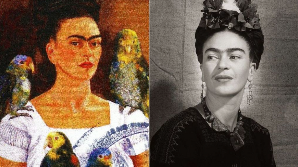 Mexická malířka Frida Kahlo namalovala řadu svých autoportrétů.