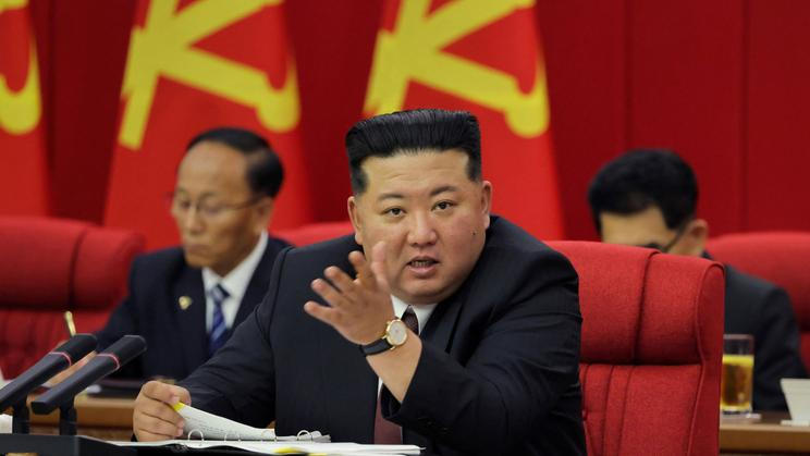 North Korean leader Kim Jong Un attends the second plenary meeting of the Ninth Central Committee of the Workers' Party of Korea, in Pyongyang