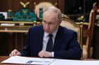 Russian President Vladimir Putin attends a meeting with Russian Export Centre Director General Veronika Nikishina in Moscow