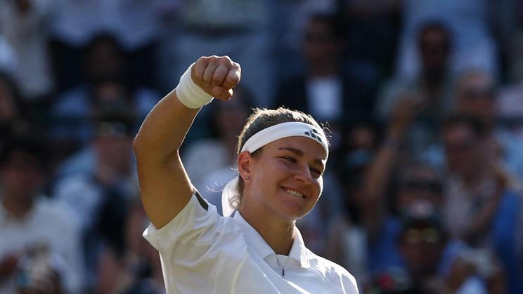 Karolína Muchová slaví postup ze čtvrtfinále Wimbledonu 2026.