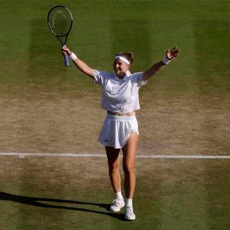 Karolína Muchová slaví postup ze čtvrtfinále Wimbledonu 2026.