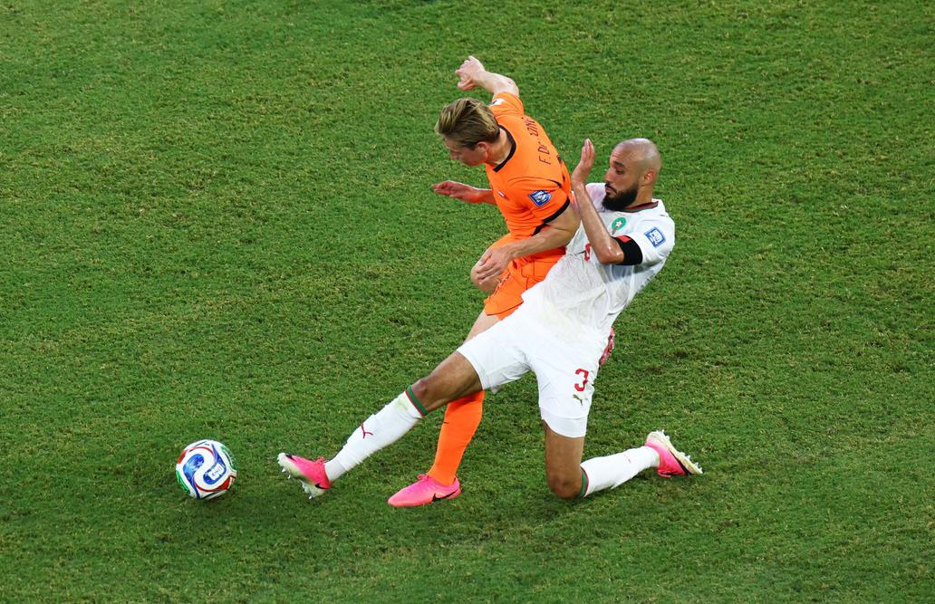 Nussajír Mazráví v zápase Maroko - Nizozemsko na MS 2026