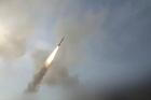 Screengrab from an Iranian state TV video says to show an Iranian missile flying through the air at an unknown location