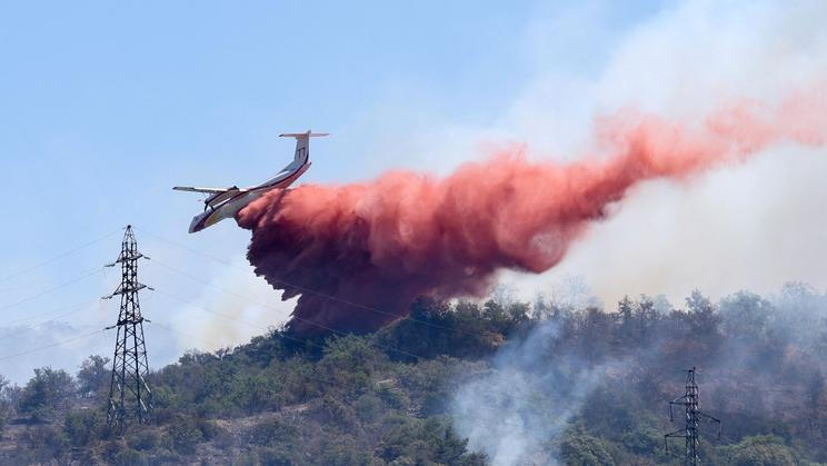 Wildfire burns in Ille-sur-Tet near Perpignan