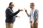 Young,And,Elderly,Man,Having,A,Conflict,Isolated,On,White