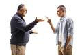 Young,And,Elderly,Man,Having,A,Conflict,Isolated,On,White