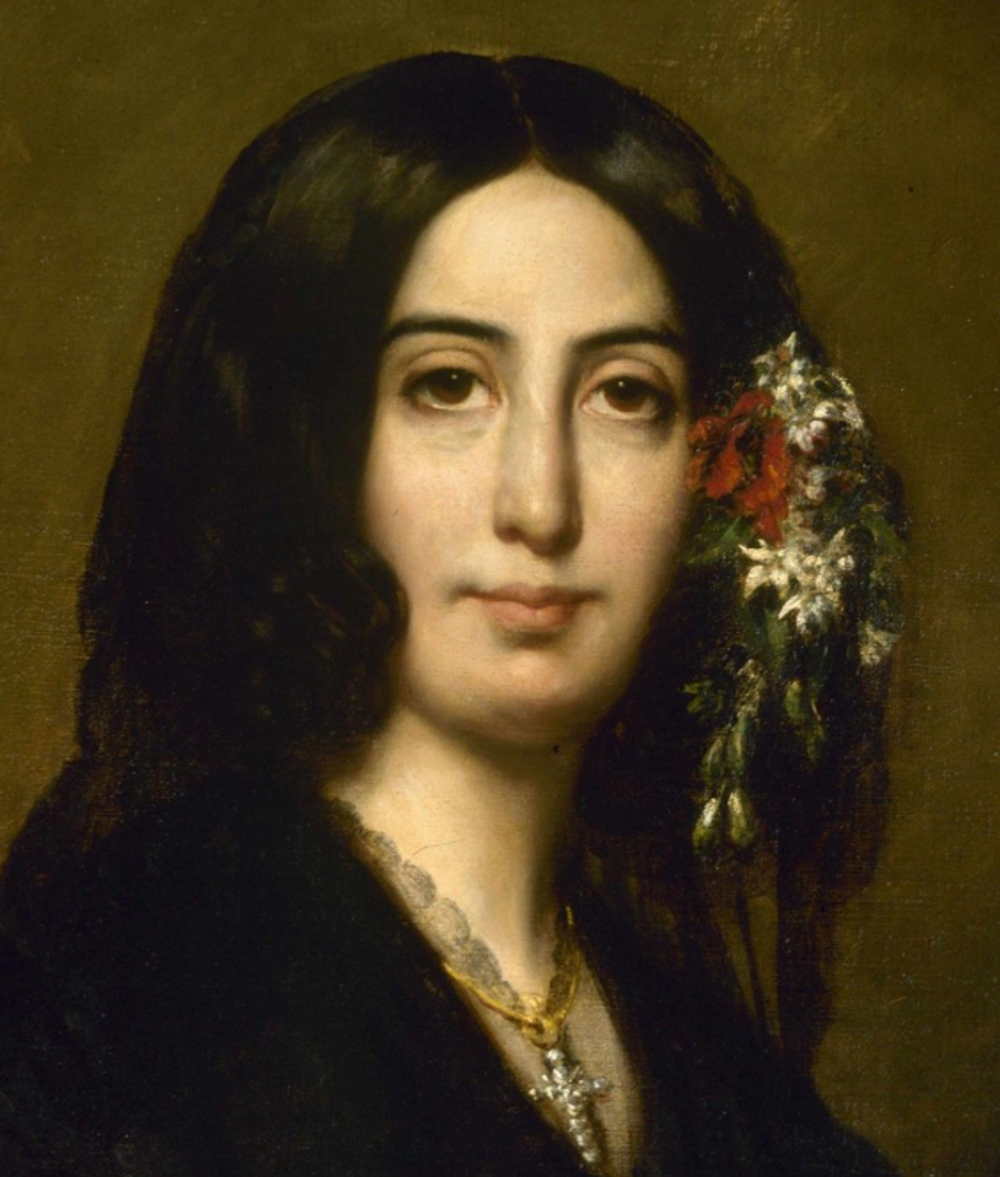 Portrét francouzské spisovatelky George Sandové (Amantine Lucile Aurore Dupin: 1804-1876).