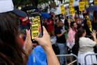 Protest in response to an ICE agent fatally shooting a Mexican motorist during a vehicle stop in Houston