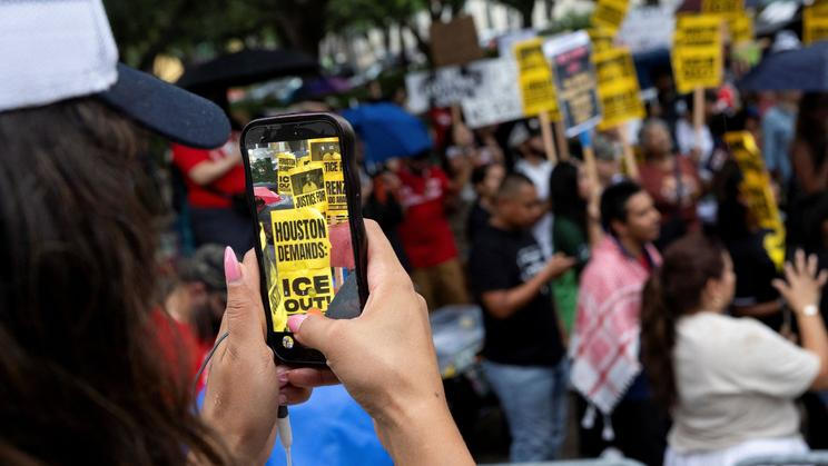 Protest in response to an ICE agent fatally shooting a Mexican motorist during a vehicle stop in Houston