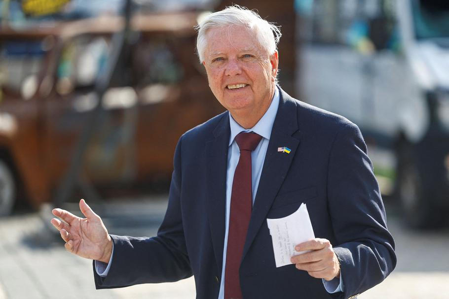 U.S. Senator Lindsey Graham (R-SC) speaks to the media in Kyiv