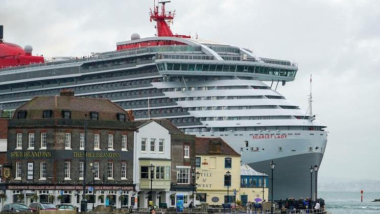 Virgin Voyage's luxury cruise ship Scarlet Lady arrives into Portsmouth for the first time. The 110,000-tonne liner is the largest ship to have ever docked in the city, bigger than both of the Royal Navy's aircraft carriers. Picture date: Monday June 21, 
