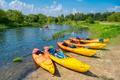 Wkra,,Poland,,20,Of,August,2023,,Orange,Kayaks,On,The