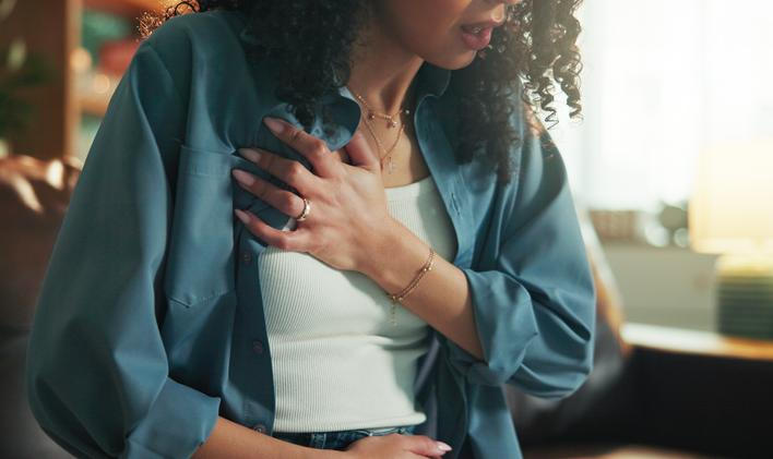 Chest,Pain,,Emergency,And,Fear,With,Hands,Of,Woman,For