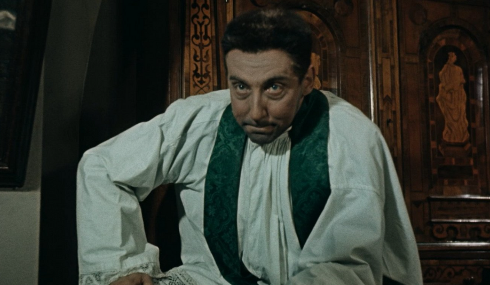 Miloš Kopecký jako feldkurát Katz ve filmu Dobrý voják Švejk (1956).