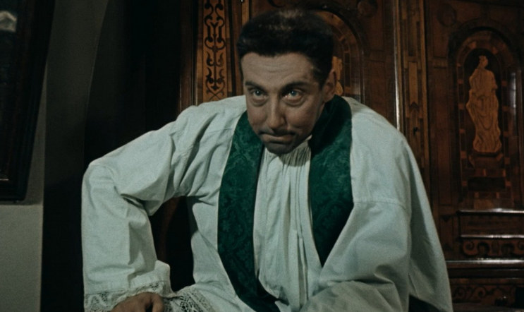 Miloš Kopecký jako feldkurát Katz ve filmu Dobrý voják Švejk (1956).