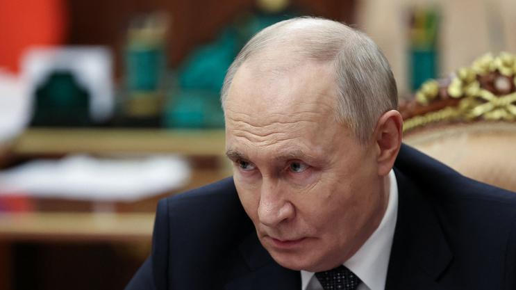 Russian President Vladimir Putin meets with Yevgeny Balitsky, Moscow-installed governor of Russian-controlled parts of the Zaporizhzhia region, in Moscow