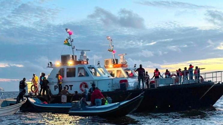 Rescue efforts progress after MV Barima, a ferry carrying people, capsized off the coast of Guyana