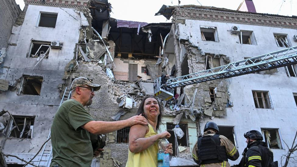 Aftermath of a Russian air strike in Zaporizhzhia
