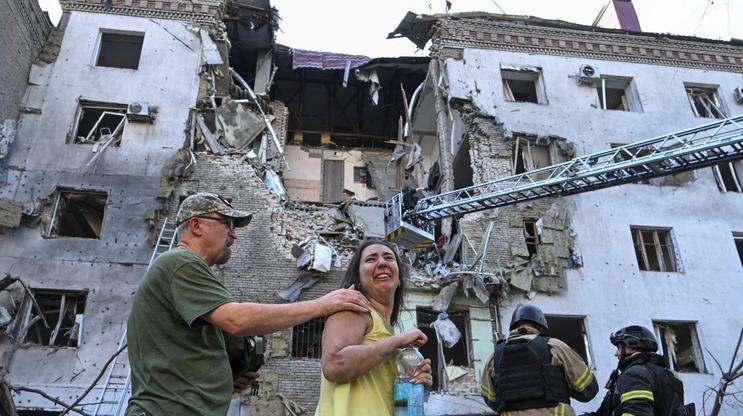 Aftermath of a Russian air strike in Zaporizhzhia