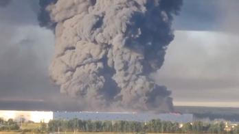 Smoke billows from a warehouse, after deadly Ukrainian drone attacks, as per regional governors, in Elektrostal