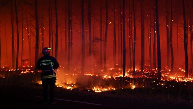 Wildfire in the Gironde department