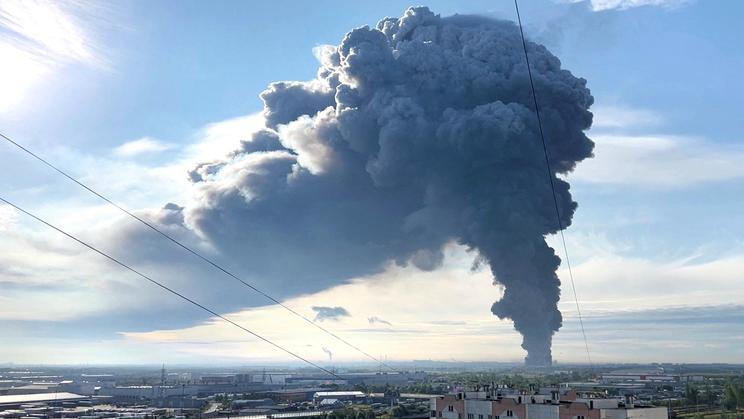 Aftermath of Ukrainian drone attack in Saint Petersburg