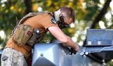Ukrainian serviceman prepares an FP-1 deep-strike drone for a combat mission in an undisclosed location in Ukraine