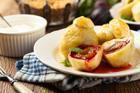 Dumplings,With,Plums,,Topped,With,Plum,Sauce,Or,Served,With