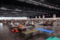 Evacuated residents rest at the Bordeaux-Lac Exhibition Centre, in Bordeaux