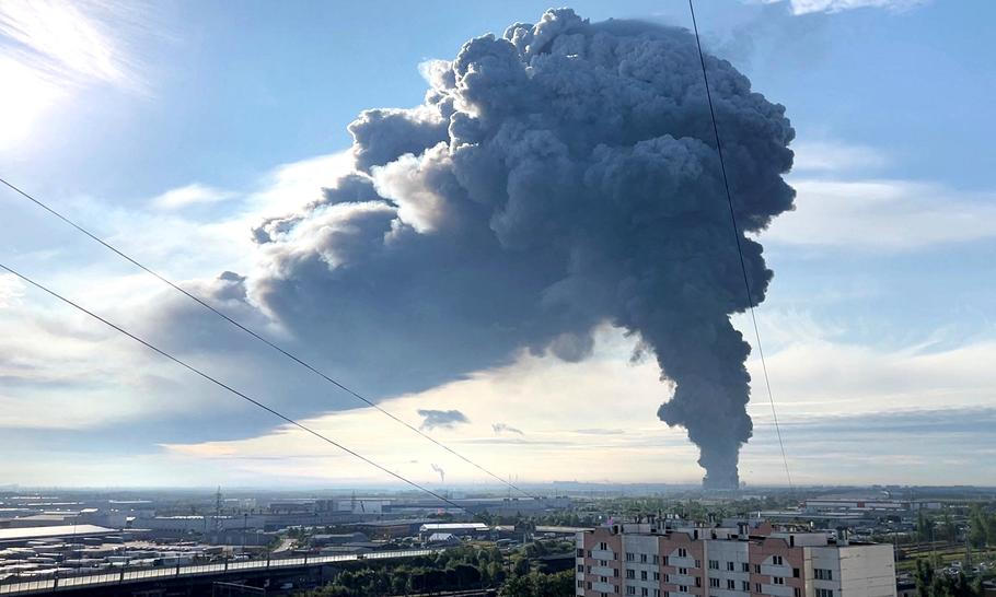 Aftermath of Ukrainian drone attack in Saint Petersburg