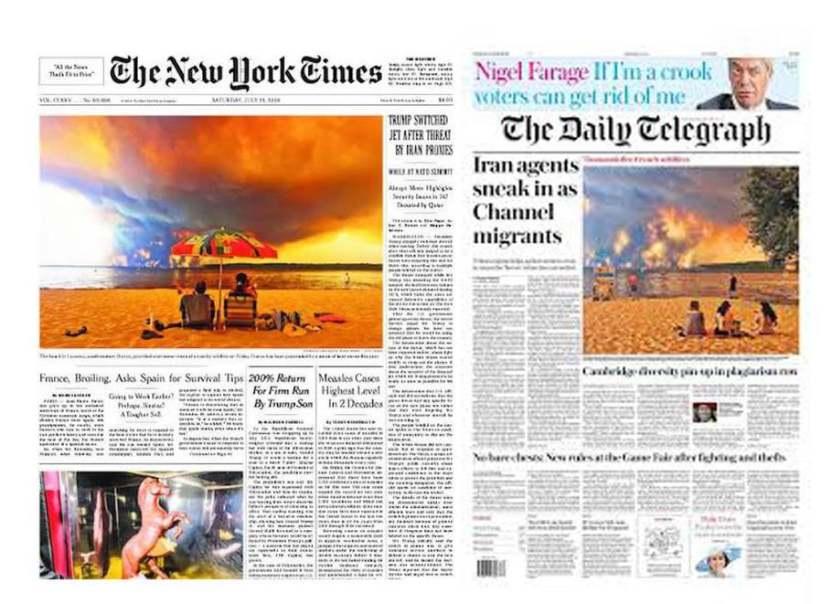 DeníkThe DailyTelegraph použil na titulní strance variantu Lamyho slavné fotky.