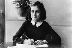' Anne Frank, German Jew who emigrated with her family to the Netherlands during the Nazi era. Separated from the rest of her family, she and her sister died of typhoid fever in the concentration camp Bergen-Belsen - As a 12-year old doing her homework