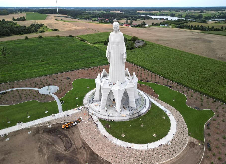 Europe's largest statue of the Virgin Mary ahead of its official opening to the public in the village of Konotopie near Torun