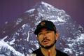 Nirmal Purja, attempting a record to climb fourteen 8000-meter mountain peaks in seven months speaks during a news conference after climbing six mountains including Mt. Everest in Kathmandu
