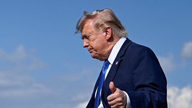 U.S. President Trump arrives at Morristown Municipal Airport 