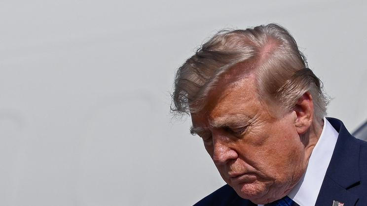 U.S. President Trump arrives at Morristown Municipal Airport 