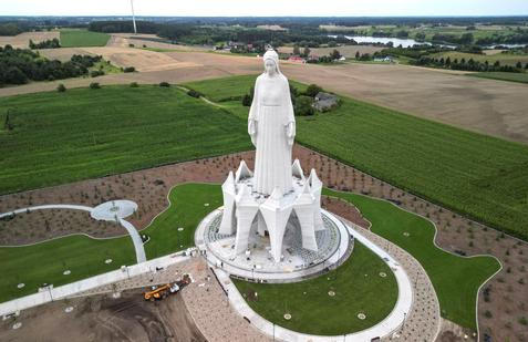 Europe's largest statue of the Virgin Mary ahead of its official opening to the public in the village of Konotopie near Torun