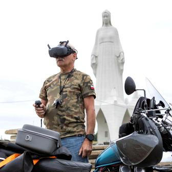 Europe's largest statue of the Virgin Mary ahead of its official opening to the public in the village of Konotopie near Torun
