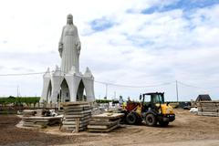 Europe's largest statue of the Virgin Mary ahead of its official opening to the public in the village of Konotopie near Torun