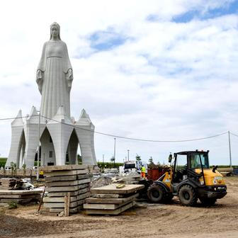 Europe's largest statue of the Virgin Mary ahead of its official opening to the public in the village of Konotopie near Torun