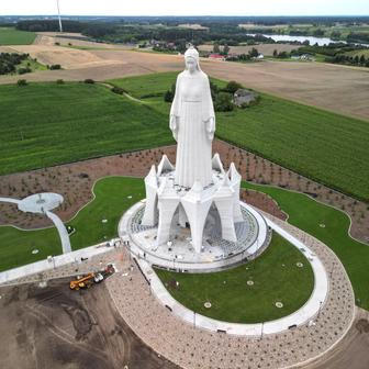 Europe's largest statue of the Virgin Mary ahead of its official opening to the public in the village of Konotopie near Torun