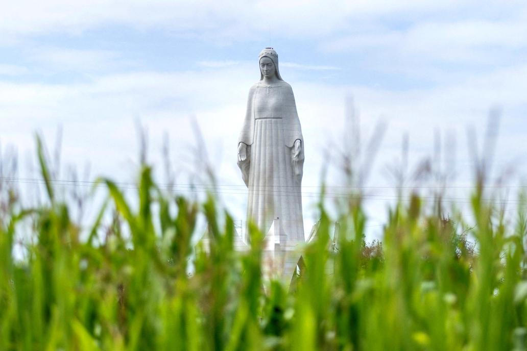 Europe's largest statue of the Virgin Mary ahead of its official opening to the public in the village of Konotopie near Torun