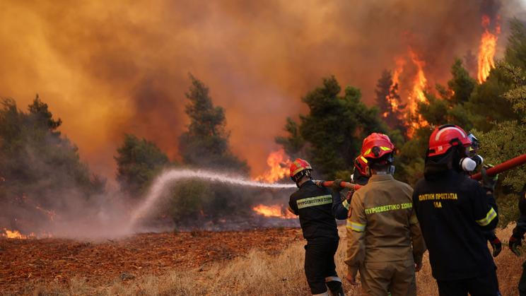 Wildfire burns near Agia Paraskevi