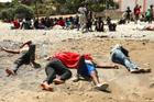 Mass crossings of migrants on foot and by sea from Morocco into Spanish territory, in Ceuta