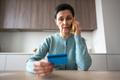 Financial,Phone,Scam.,Nervous,Stressed,Frightened,Woman,Sending,Money,To