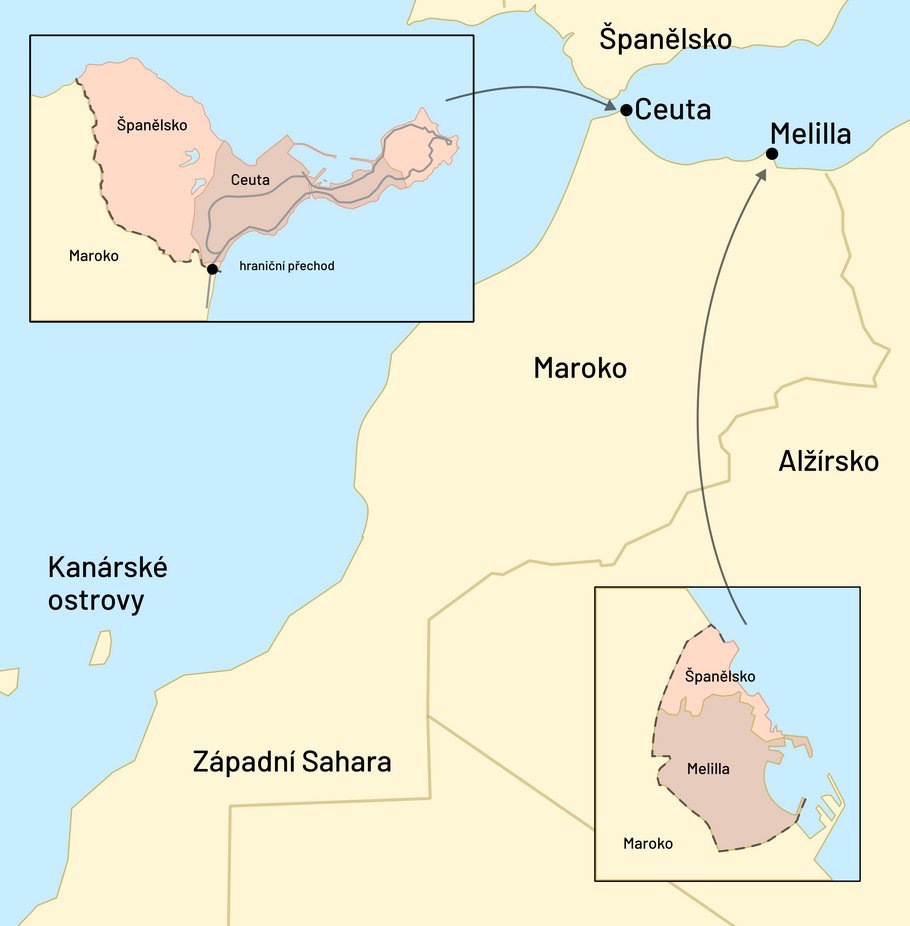 Ceuta, Melilla a Západní Sahara Ceuta a Melilla