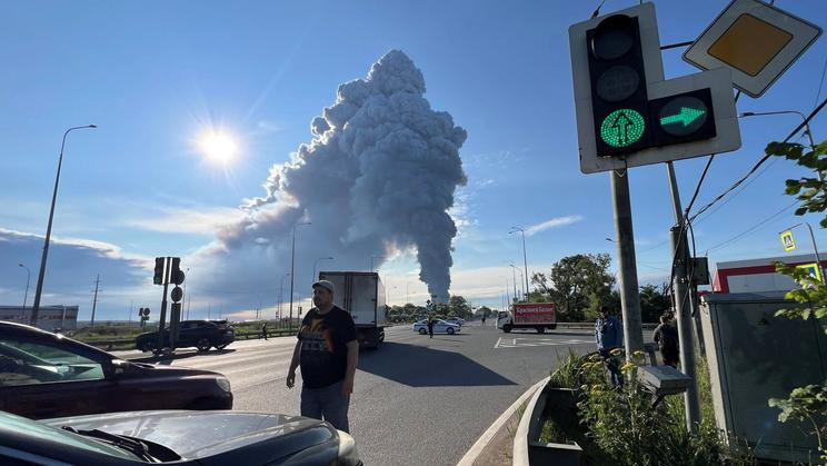 Aftermath of Ukrainian drone attack in Saint Petersburg